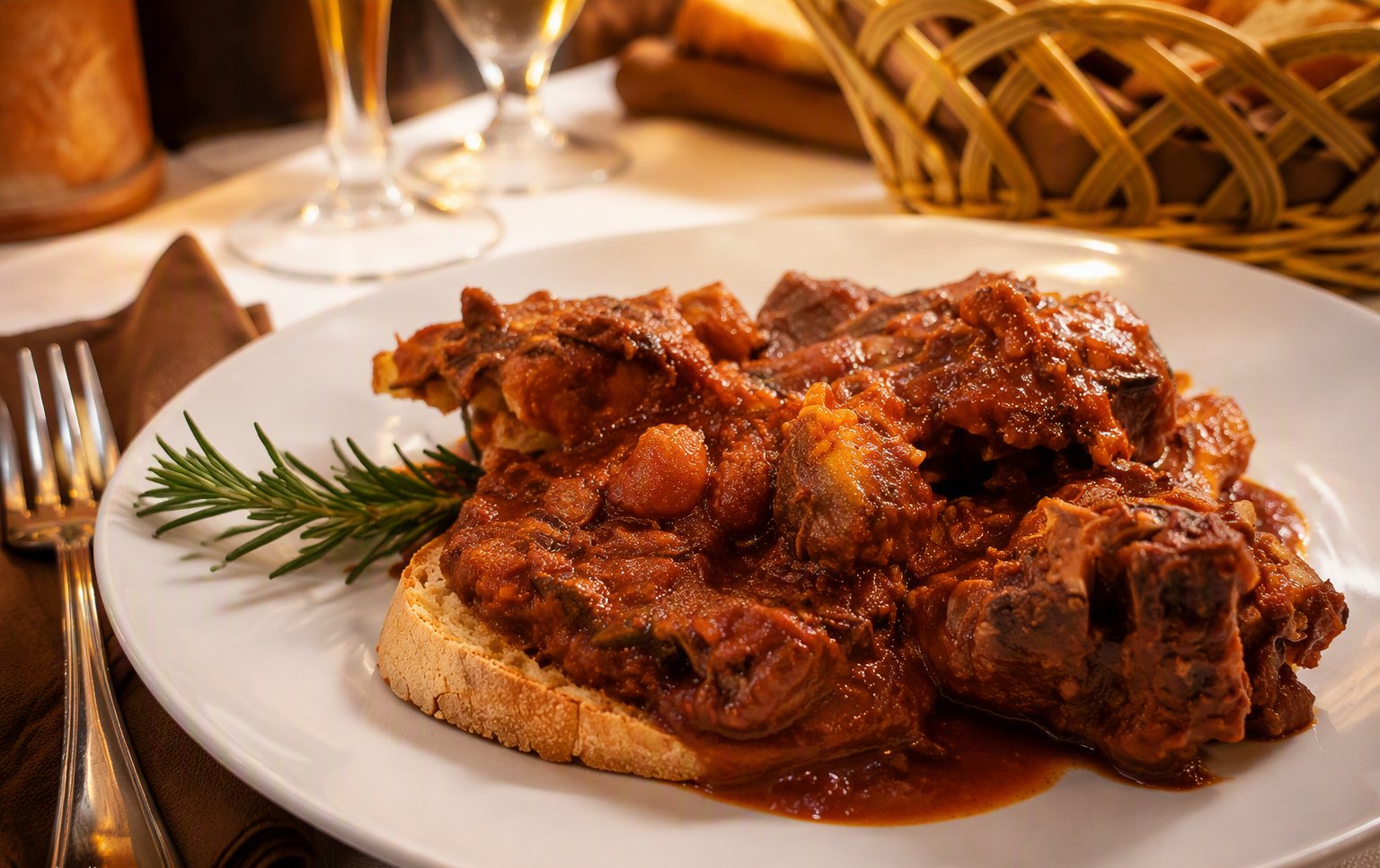 Cinghiale in umido su pane toscano